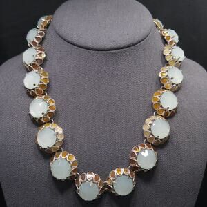 Light Blue Milky Faceted Topaz Enamel Necklace, 20" Length
